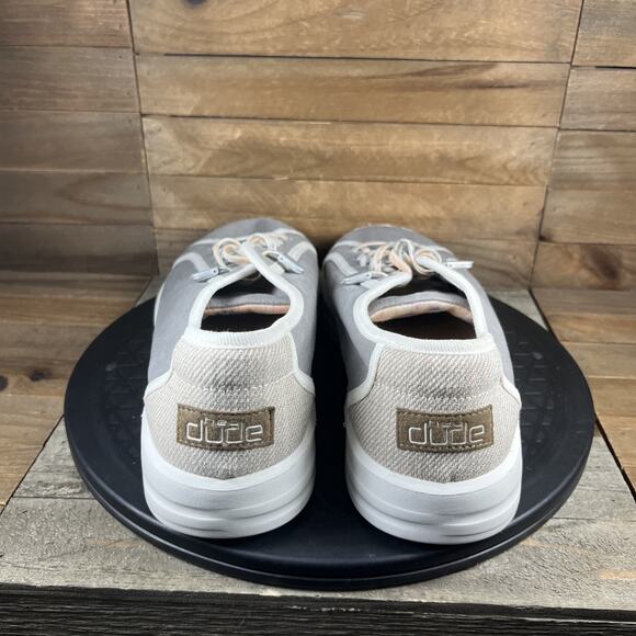 Hey Dude Womens Size 11 Karina Joy Lace Up Sneakers Shoes Tan White Canvas - Picture 4 of 10